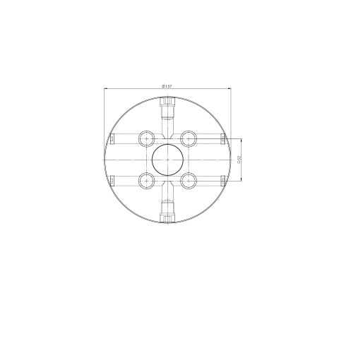 Technical drawing 45903: Quick•Point® 52 Round Plate ø 157 x 27 mm without mounting bores, for individual centre hole