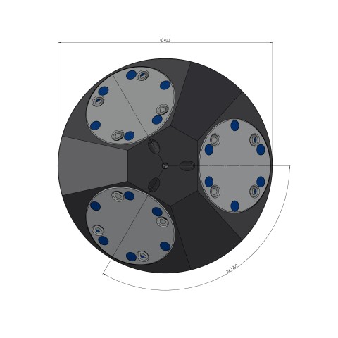 Technical drawing 43400: Quick•Point® 96 pirâmide de 3 faces ø 400 x 150 mm incl. 3x Quick-Point® 96 Round Plate 45800