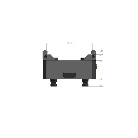 Technical drawing 48155-77: Makro•Grip® 125 5-Axis Vise jaw width 77 mm clamping range 0 - 155 mm