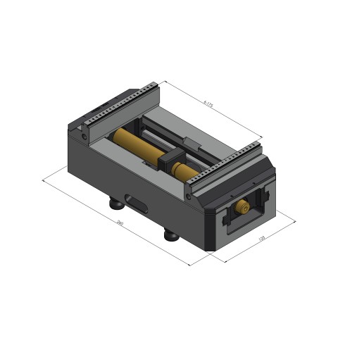 Technical drawing 48255-125: Makro•Grip® 125 5-Axis Vise jaw width 125 mm clamping range 0 - 255 mm