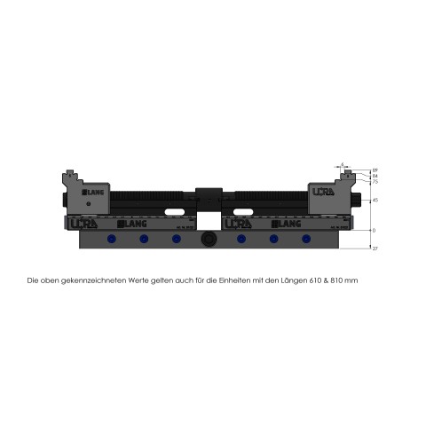 Disegno tecnico 81400: Makro•Grip® Ultra Set base altezza 45 mm, campo di serraggio 40 - 410 mm