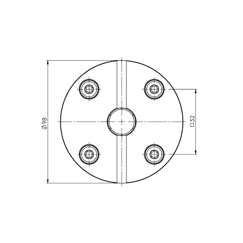 Diseño técnico 41032: Preci•Point 52 Mandril de pinza para pinzas ER 32 rango de sujeción Ø 3 - 20 mm