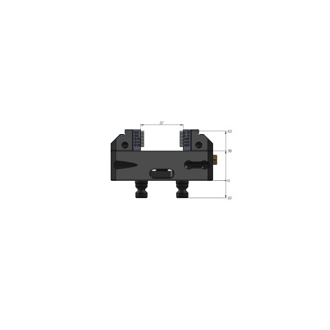 Technical drawing 42057-77: Vario•Tec 77 Centering Vise jaw width 77 mm max. clamping range 57 mm