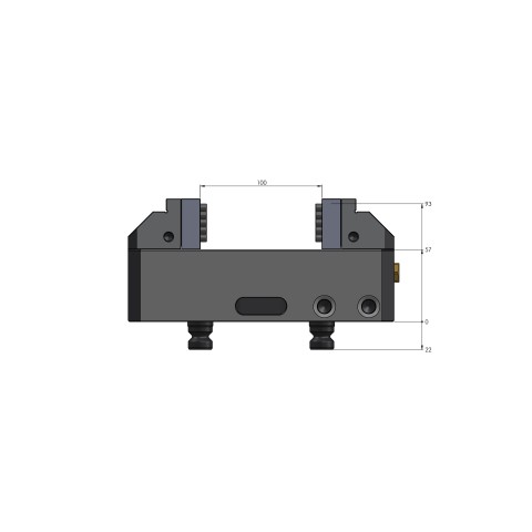 Technical drawing 42102-125: Vario•Tec 125 Centering Vise jaw width 125 mm max. clamping range 100 mm