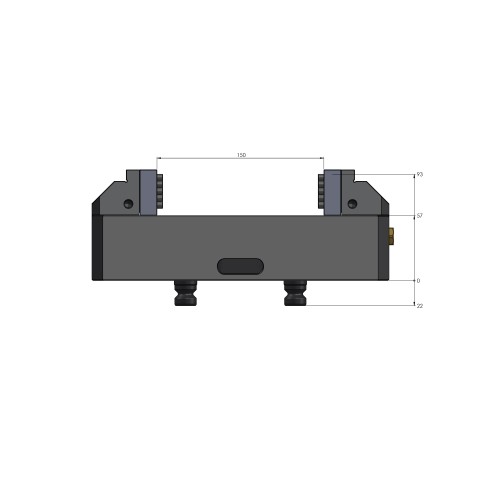 Technical drawing 42152-125: Vario•Tec 125 Morsa de centralização largura do mordente 125 mm faixa máxima de fixação 150 mm