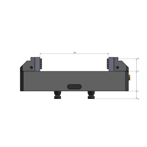Technical drawing 42202-125: Vario•Tec 125 Morsa de centralização largura do mordente 125 mm faixa máxima de fixação 200 mm
