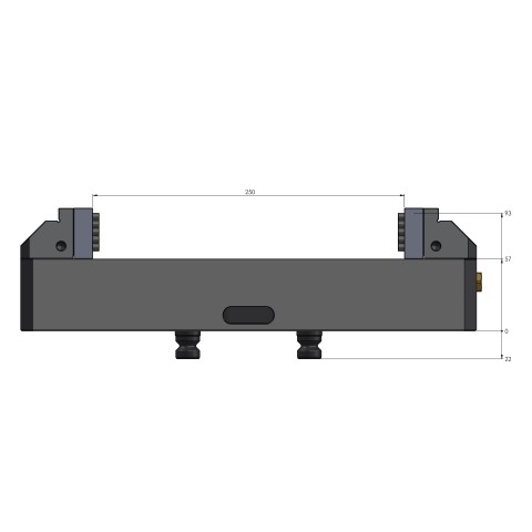 Technical drawing 42252-125: Vario•Tec 125 Morsa de centralização largura do mordente 125 mm faixa máxima de fixação 250 mm