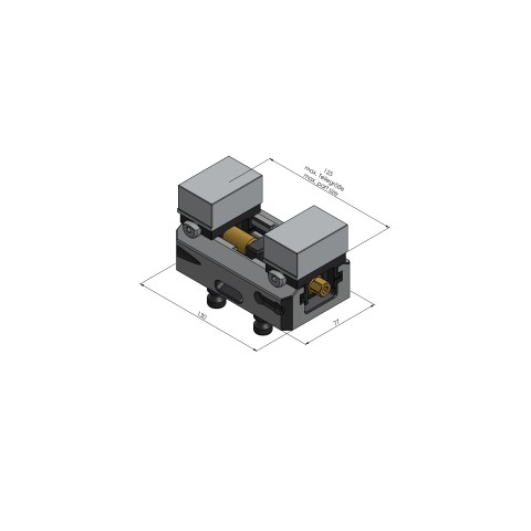 Technical drawing 44120-46: Avanti 77 Morsa para fixação de perfil largura do mordente 46 mm faixa máxima de fixação 125 mm