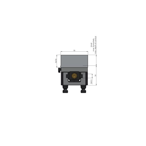 Technical drawing 44200-77: Avanti 77 Morsa para fixação de perfil largura do mordente 77 mm faixa máxima de fixação 205 mm