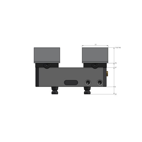 Technical drawing 44205-125: Avanti 125 Morsa para fixação de perfil largura do mordente 125 mm faixa máxima de fixação 205 mm