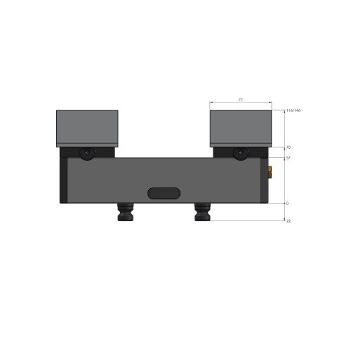 Technical drawing 44255-125: Avanti 125 Morsa para fixação de perfil largura do mordente 125 mm faixa máxima de fixação 255 mm
