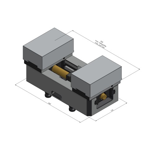 Technical drawing 44255-125: Avanti 125 Morsa para fixação de perfil largura do mordente 125 mm faixa máxima de fixação 255 mm