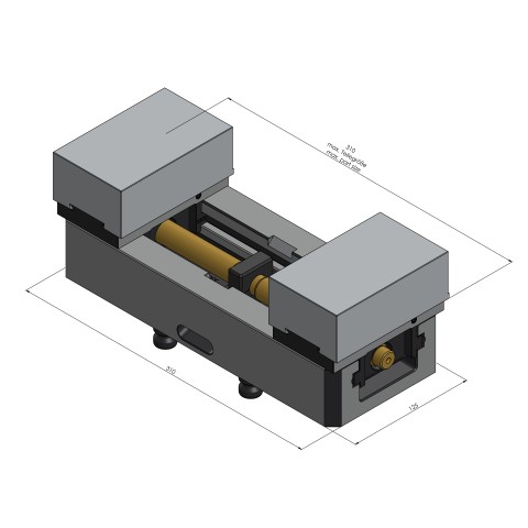Technical drawing 44305-125: Avanti 125 Morsa para fixação de perfil largura do mordente 125 mm faixa máxima de fixação 305 mm