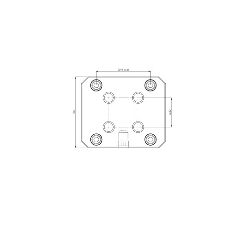 Disegno tecnico 45160: Quick•Point® Piastra adattatore rettangolare, 150 x 126 x 27 mm
