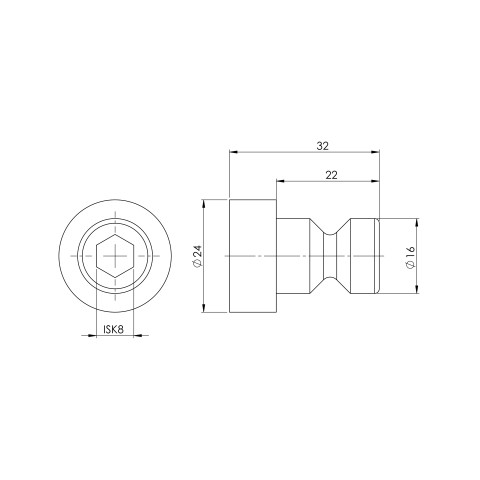 Technical drawing 45270-10: Quick•Point® 52 Pinos espaçadores ø 16 mm, altura da distância 10 mm para espaçamento de 52 mm