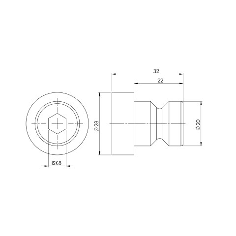 Technical drawing 45570-10: Quick•Point® 96 Spacer Studs ø 20 mm, distance height 10 mm for 96 mm spacing