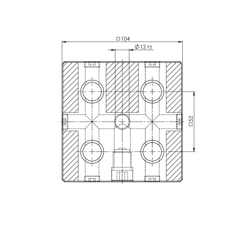 Technical drawing 45600: Quick•Point® 52 Single Plate 104 x 104 x 27 mm without mounting bores