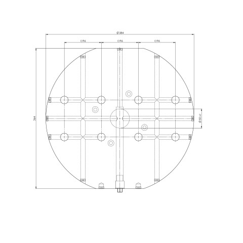 Technische Zeichnung 45962: Quick•Point® 96 Rasterplatte 2-fach, rund ø 384 x 27 mm ohne Befestigungsbohrungen
