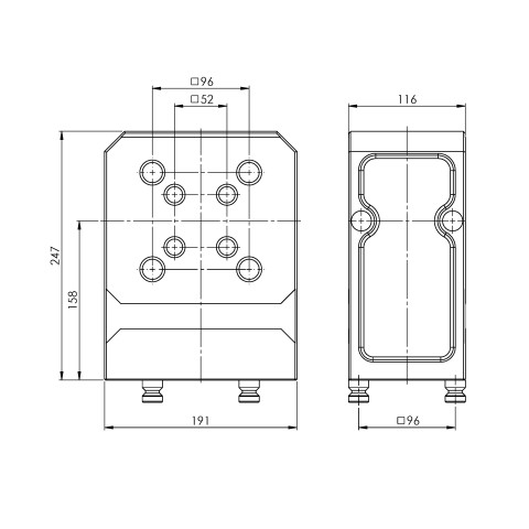 Technical drawing 47548: Quick•Point® 52/96 Twin Base 192 x 116 x 247 mm