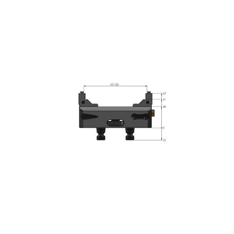 Technical drawing 48120-46: Makro•Grip® 77 5-Axis Vise jaw width 46 mm Clamping range 0 - 120 mm