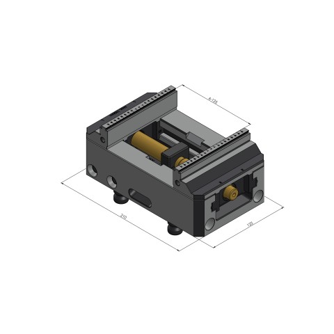 Technical drawing 48205-125: Makro•Grip® 125 5-Axis Vise jaw width 125 mm clamping range 0 - 205 mm
