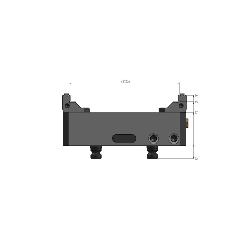 Technical drawing 48205-125: Makro•Grip® 125 5-Axis Vise jaw width 125 mm clamping range 0 - 205 mm