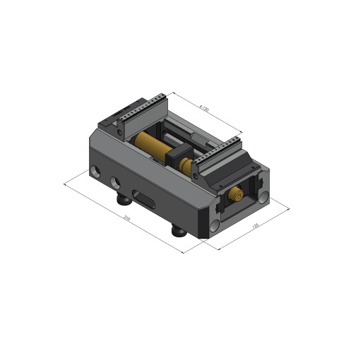 Technical drawing 48205-77: Makro•Grip® 125 5-Axis Vise jaw width 77 mm clamping range 0 - 205 mm