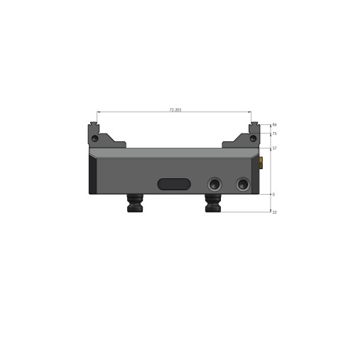 Technical drawing 48205-77: Makro•Grip® 125 5-Axis Vise jaw width 77 mm clamping range 0 - 205 mm