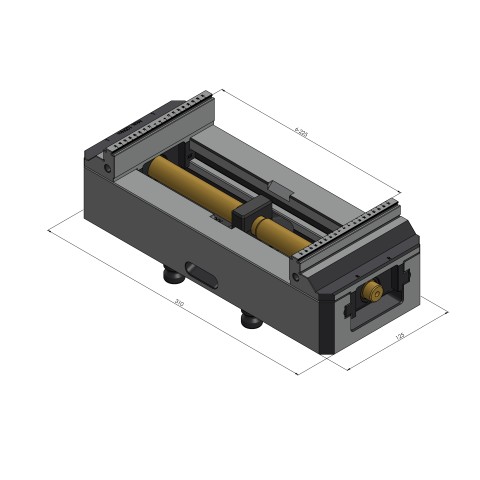 Technical drawing 48305-125: Makro•Grip® 125 5-Axis Vise jaw width 125 mm clamping range 0 - 305 mm