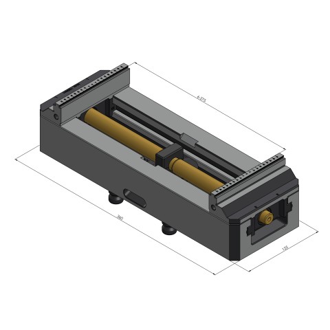 Technical drawing 48355-125: Makro•Grip® 125 5-Axis Vise jaw width 125 mm clamping range 0 - 355 mm