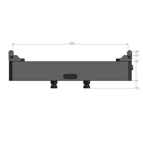 Technical drawing 48355-125: Makro•Grip® 125 5-Axis Vise jaw width 125 mm clamping range 0 - 355 mm