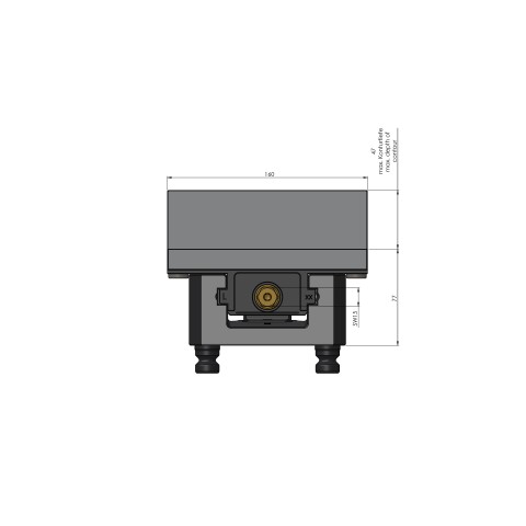 Technical drawing 49050-125: Profilo 125 Profilo morsa de fixação mordente com 160 mm faixa máxima de fixação 155 mm