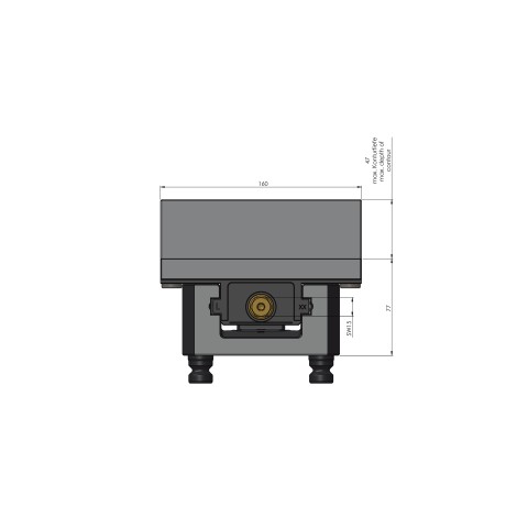 Technical drawing 49150-125: Profilo 125 Profilo morsa de fixação largura do mordente 160 mm faixa máxima de fixação 255 mm