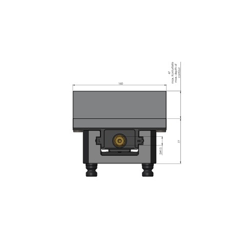 Technical drawing 49200-125: Profilo 125 Profilo morsa de fixação largura do mordente 160 mm faixa máxima de fixação 305 mm
