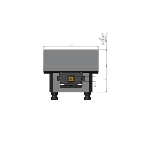 Technical drawing 49250-125: Profilo 125 Profilo morsa de fixação largura do mordente 160 mm faixa máxima de fixação 355 mm