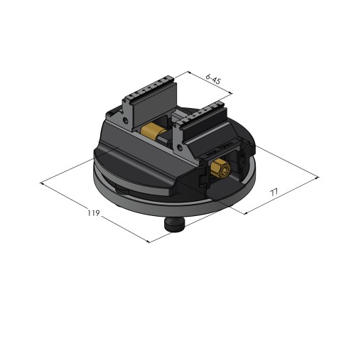 Disegno tecnico 61085-46: Makro•Grip® 77 Morsa a 5 assi HAUBEX larghezza delle ganasce 46 mm campo di serraggio 0 - 80 mm