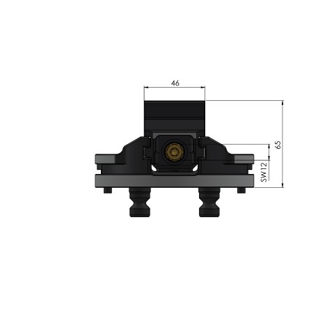 Technical drawing 61085-46: Makro•Grip® 77 Morsa de 5 eixos HAUBEX largura do mordente 46 mm faixa de fixação de 0 a 80 mm