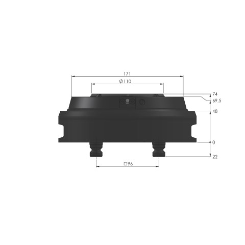 Technical drawing 61110: Quick•Point® Sistema de fixação por ponto zero HAUBEX ø 211 x 74 mm