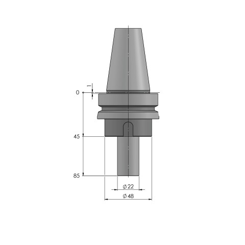 Technical drawing 61500-BT40: HAUBEX Suporte de ferramentas BT-40