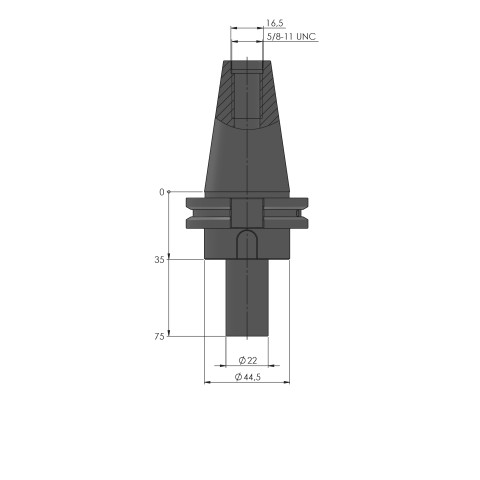 Technical drawing 61500-CAT40: HAUBEX Tool Holder CAT-40