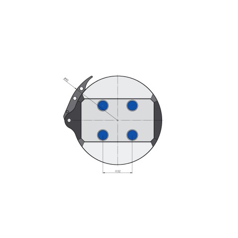 Technical drawing 66500: RoboTrex 52 Sistema de fixação por ponto zero de automação mecânico