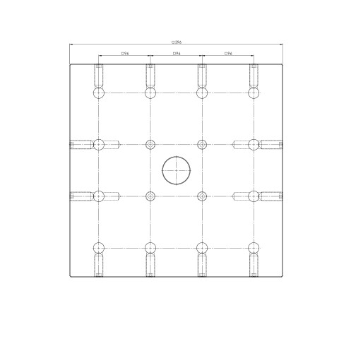 Technical drawing 70005: Quick•Point® Quick•Tower Base Plate 396 x 396 x 27 mm, without mounting bores