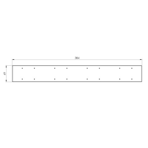 Technical drawing 73380: Quick•Point® Rail Extension bar 384 x 49 x 25 mm without mounting bores
