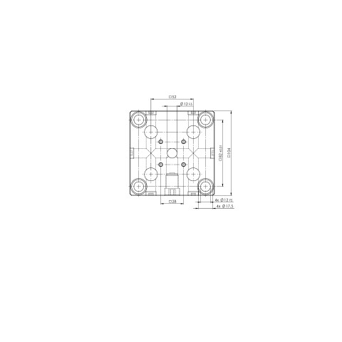 Technische Zeichnung 75600: Quick•Point® 52 Rasterplatte 104 x 104 x 27 mm mit Bohrungen für Quick•Tower Spannturm