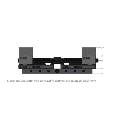 Disegno tecnico 81600: Makro•Grip® Ultra Set base altezza 45 mm, campo di serraggio 40 - 610 mm