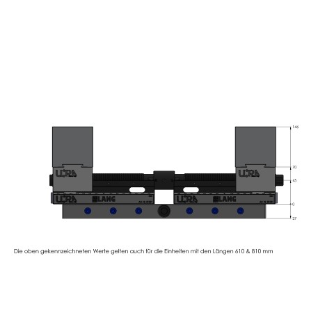 Diseño técnico 81400: Makro•Grip® Ultra Juego base altura 45 mm, rango de sujeción 40 - 410 mm