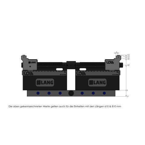 Disegno tecnico 81415: Makro•Grip® Ultra Set base altezza 109 mm, campo di serraggio 40 - 410 mm
