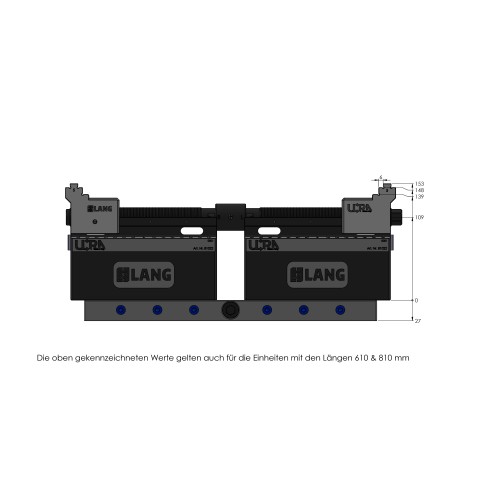 Disegno tecnico 81615: Makro•Grip® Ultra Set base altezza 109 mm, campo di serraggio 40 - 610 mm