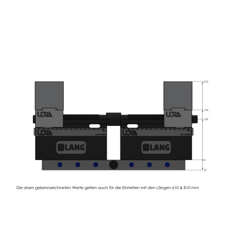Technical drawing 81615: Makro•Grip® Ultra Conjunto básico altura 109 mm, faixa de fixação 40 - 610 mm