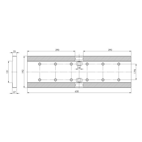 Technical drawing 81611: Makro•Grip® Ultra Placa de base 610 para o conjunto básico 81600, 81615, 81623